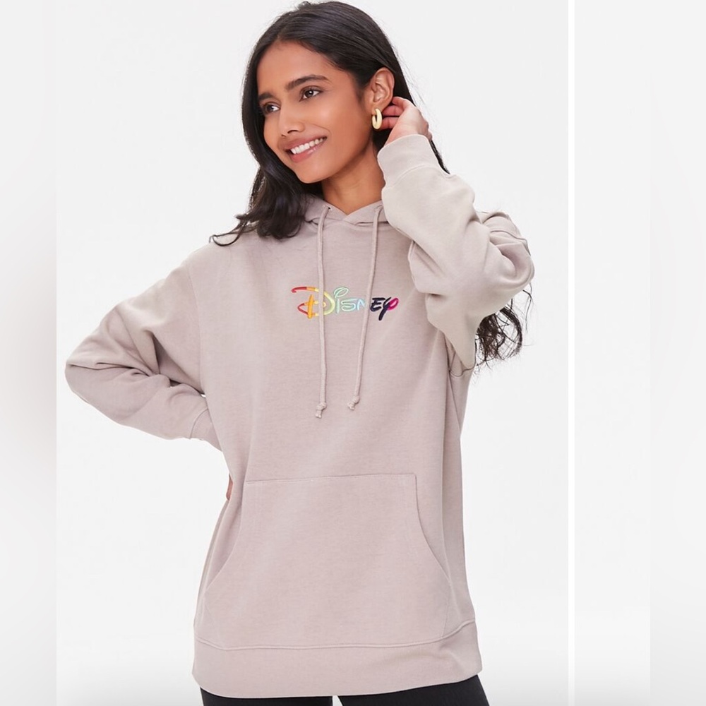 Forever21 Disney embroidered brown hoodie Medium